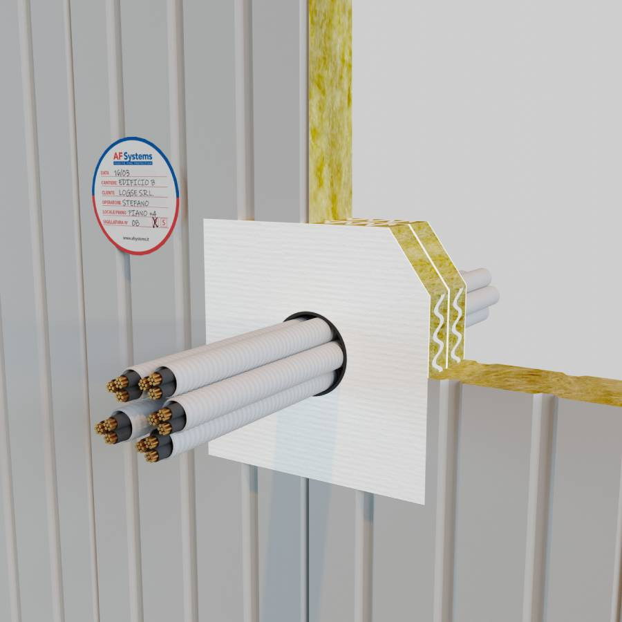 ELECTRICAL CABLES IN COMBUSTIBLE PIPES IN SELF-SUPPORTING WALL / SANDWICH WALL - LARGE OPENINGS