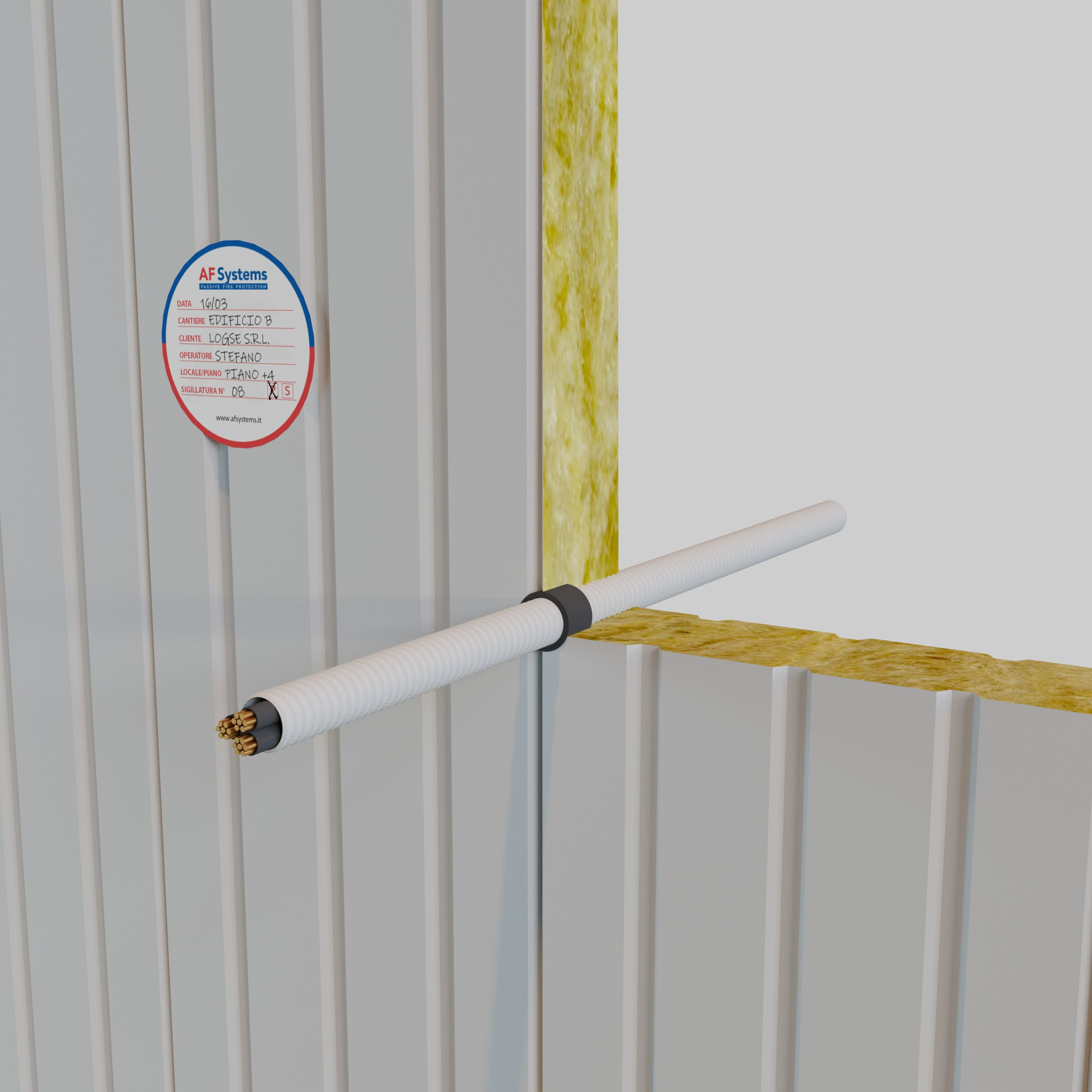 ELECTRICAL CABLES IN COMBUSTIBLE PIPES IN SANDWICH WALL - FLUSH OPENINGS