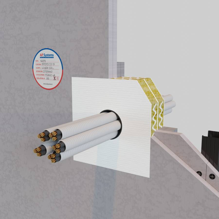 ELECTRICAL CABLES IN COMBUSTIBLE PIPES IN SELF-SUPPORTING WALL / SANDWICH WALL - LARGE OPENINGS