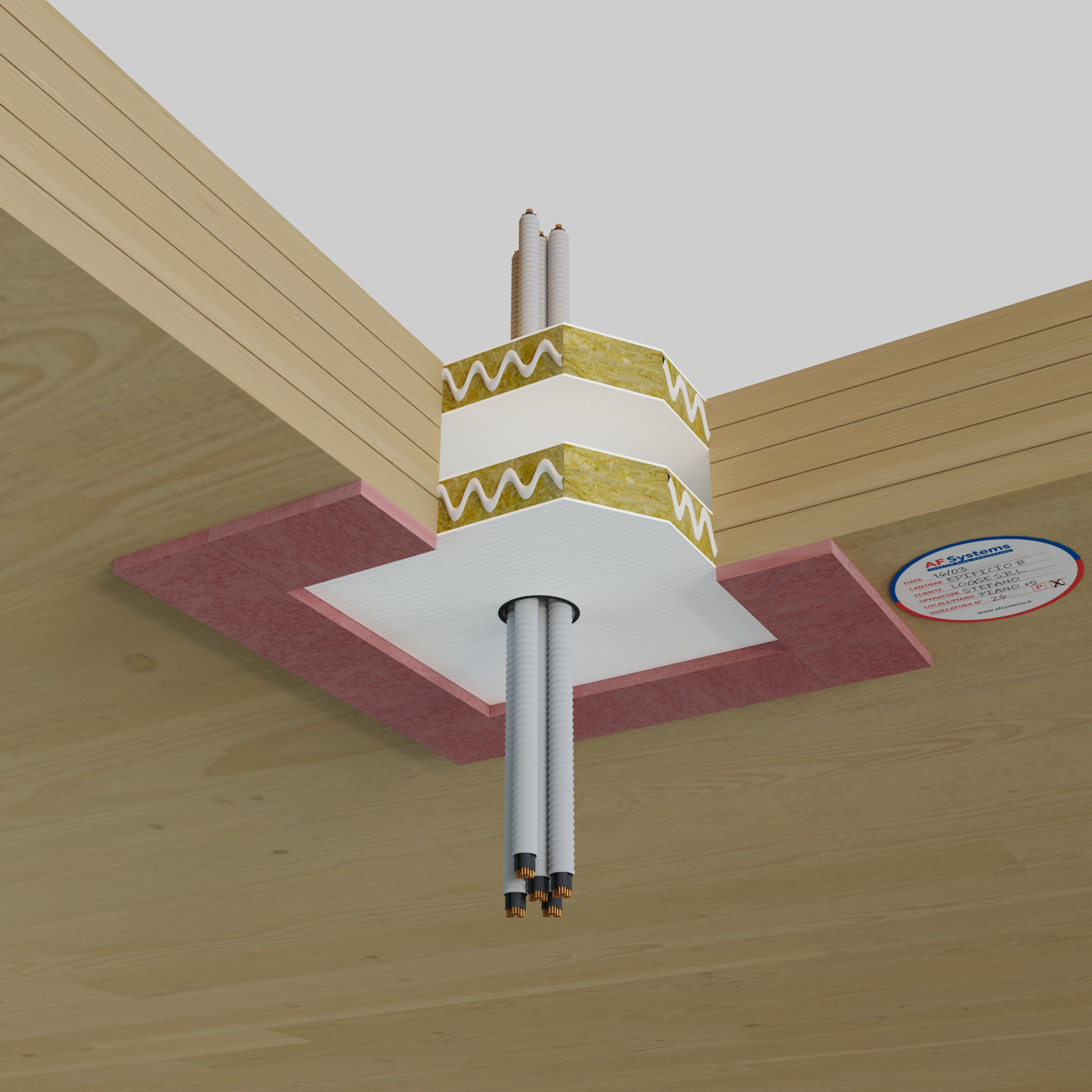 ELECTRICAL CABLES IN COMBUSTIBLE PIPES IN XLAM FLOOR - LARGE OPENINGS