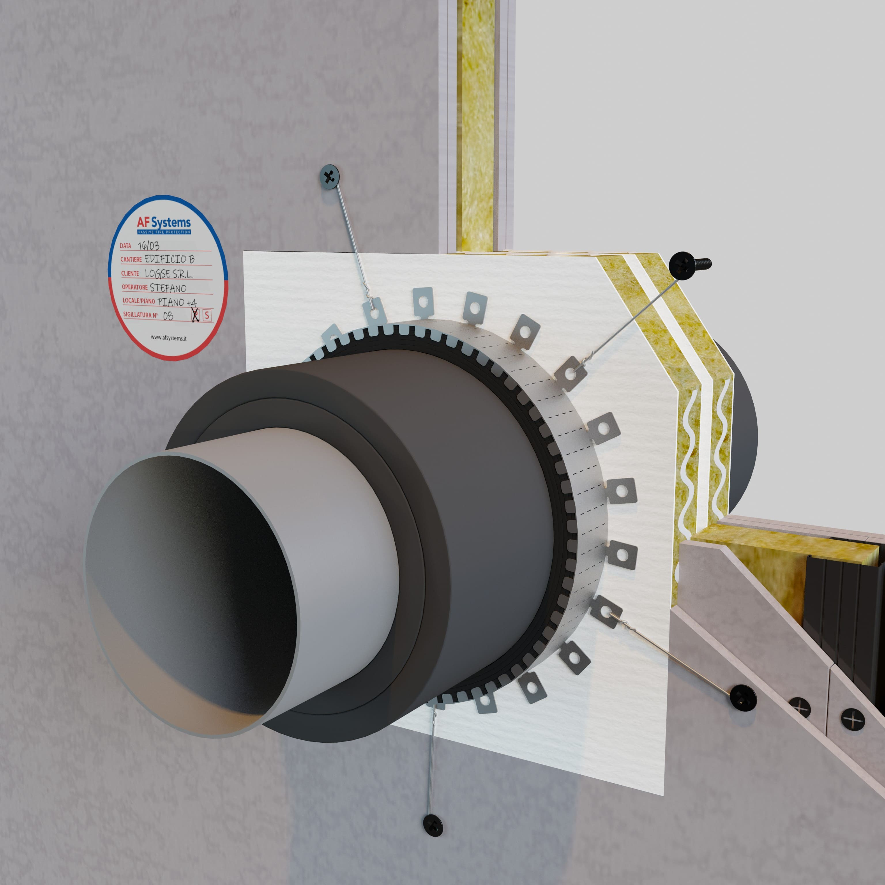 INSULATED STEEL PIPES IN WALL - LARGE OPENINGS