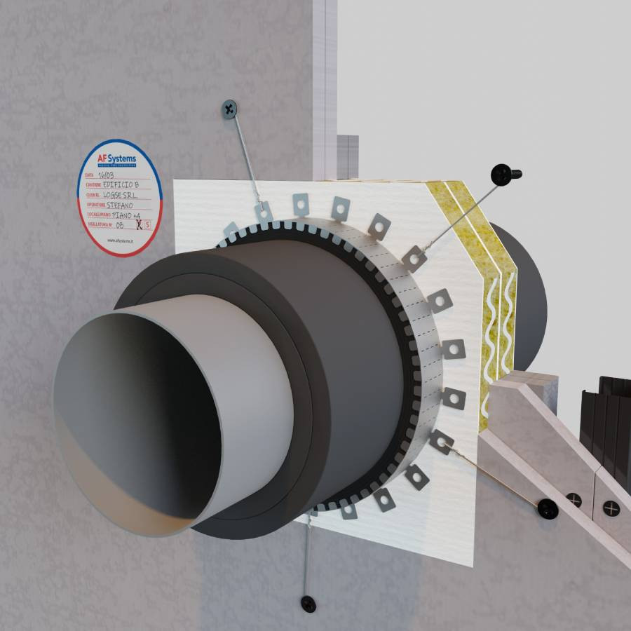 INSULATED STEEL PIPES IN SELF-SUPPORTING WALL / SANDWICH WALL - LARGE OPENINGS