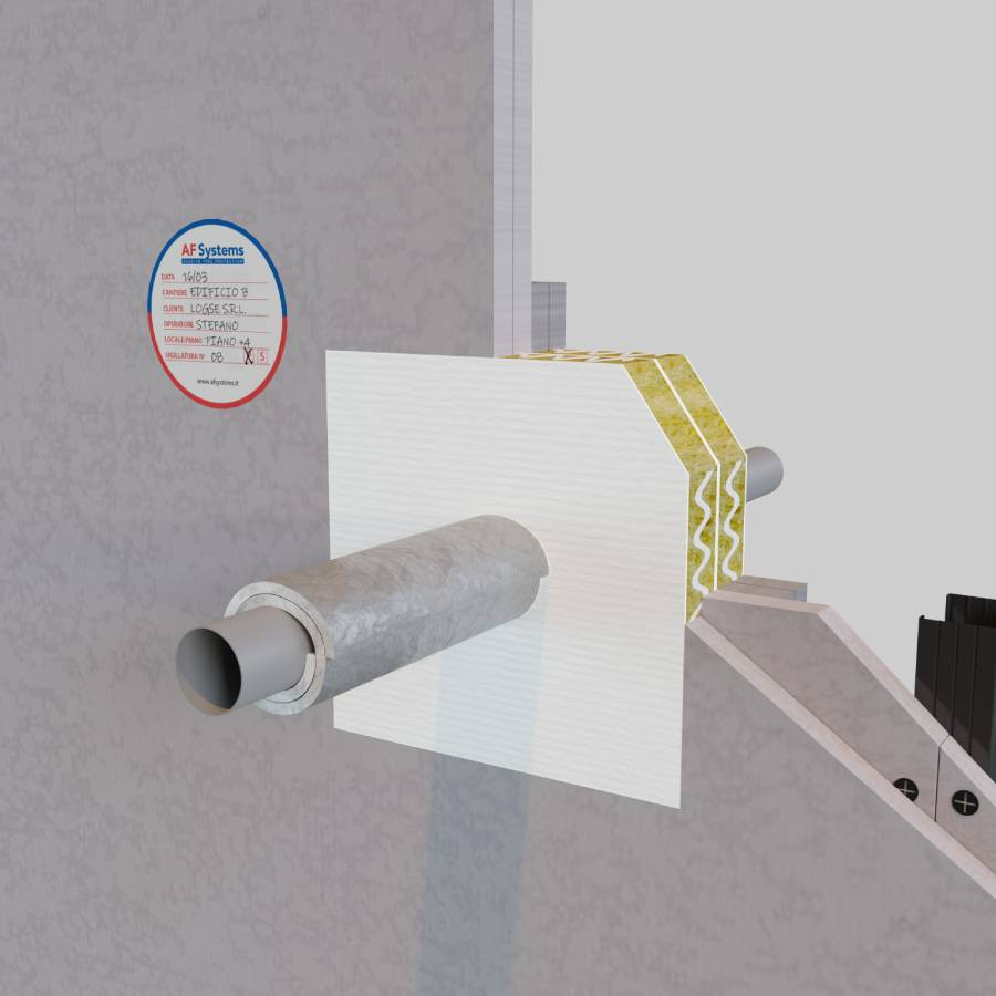 UNINSULATED STEEL PIPES IN SELF-SUPPORTING WALL / SANDWICH WALL - LARGE OPENINGS