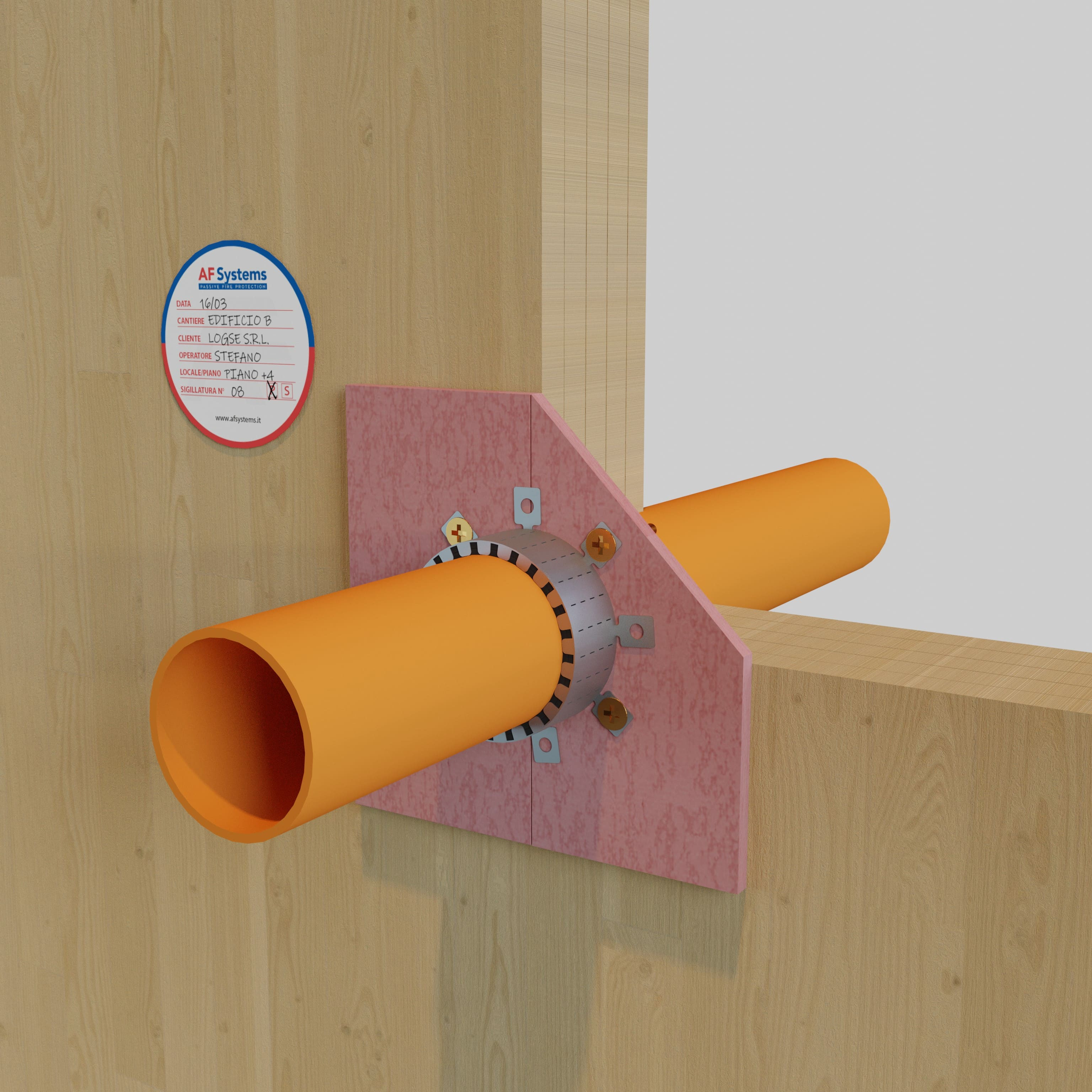 COMBUSTIBLE PIPES IN XLAM WALL - FLUSH OPENINGS