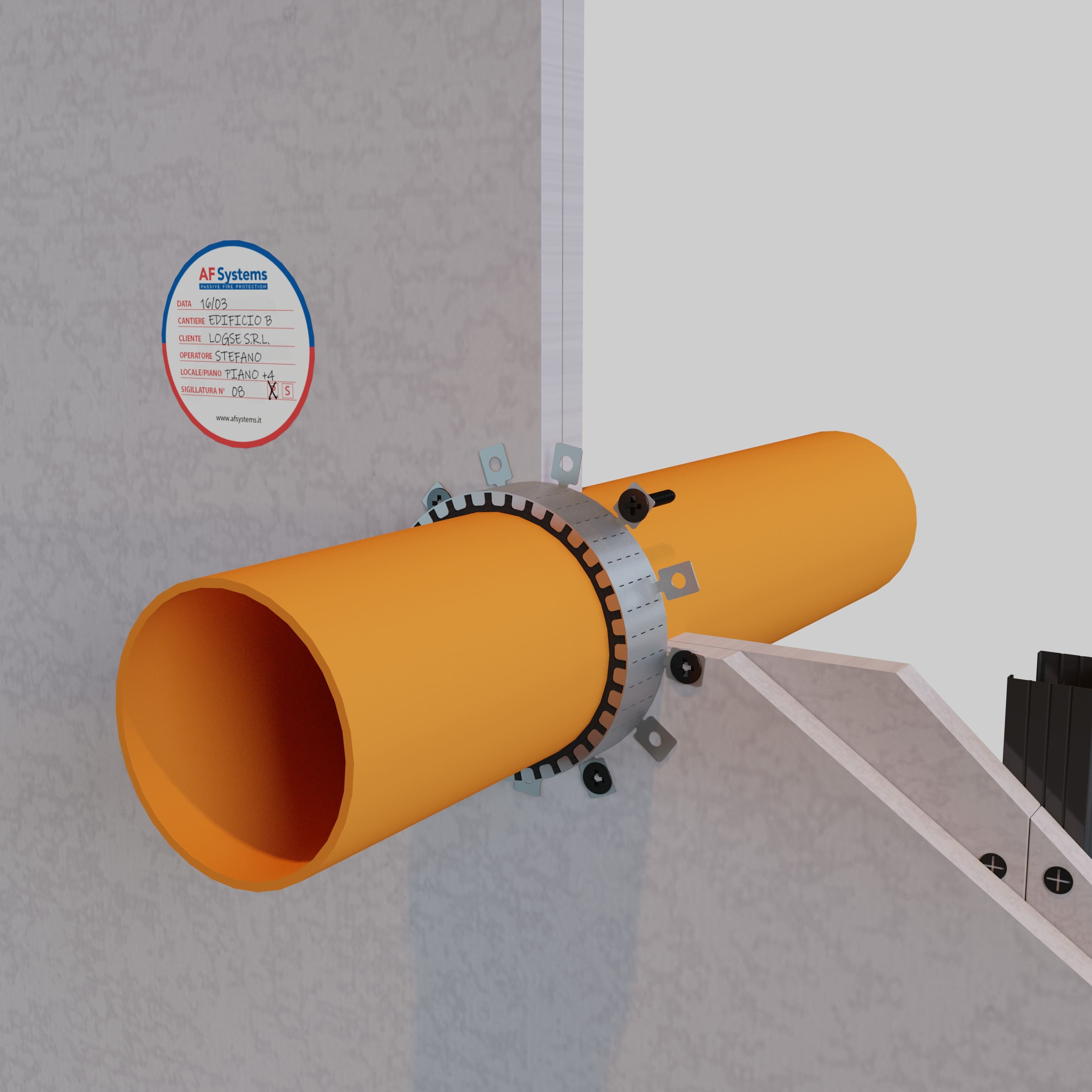 COMBUSTIBLE PIPES IN SELF-SUPPORTING WALL - FLUSH OPENINGS